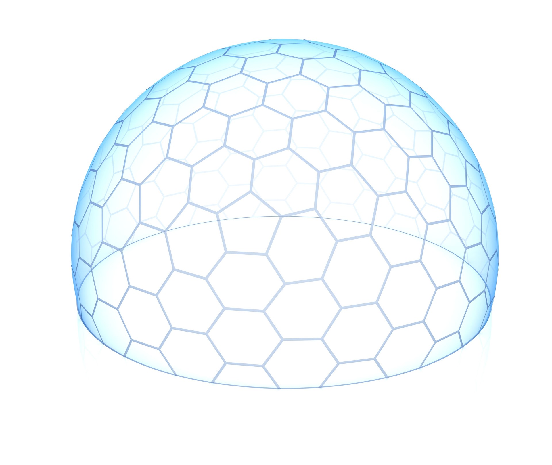 Hexagonal transparent dome 3d isolated illustration